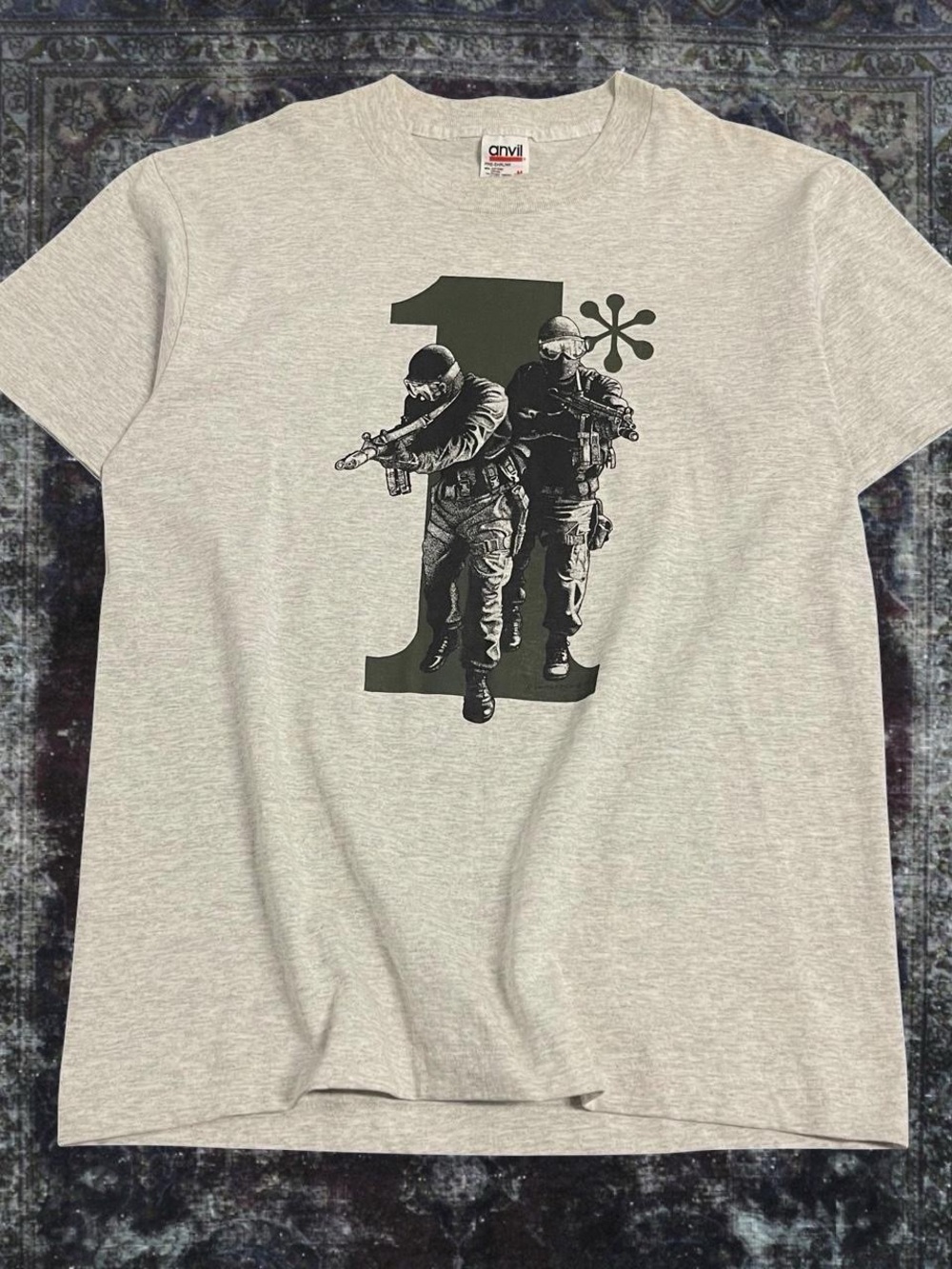 Anvil Light Gray Tee with Black Tactical Graphic